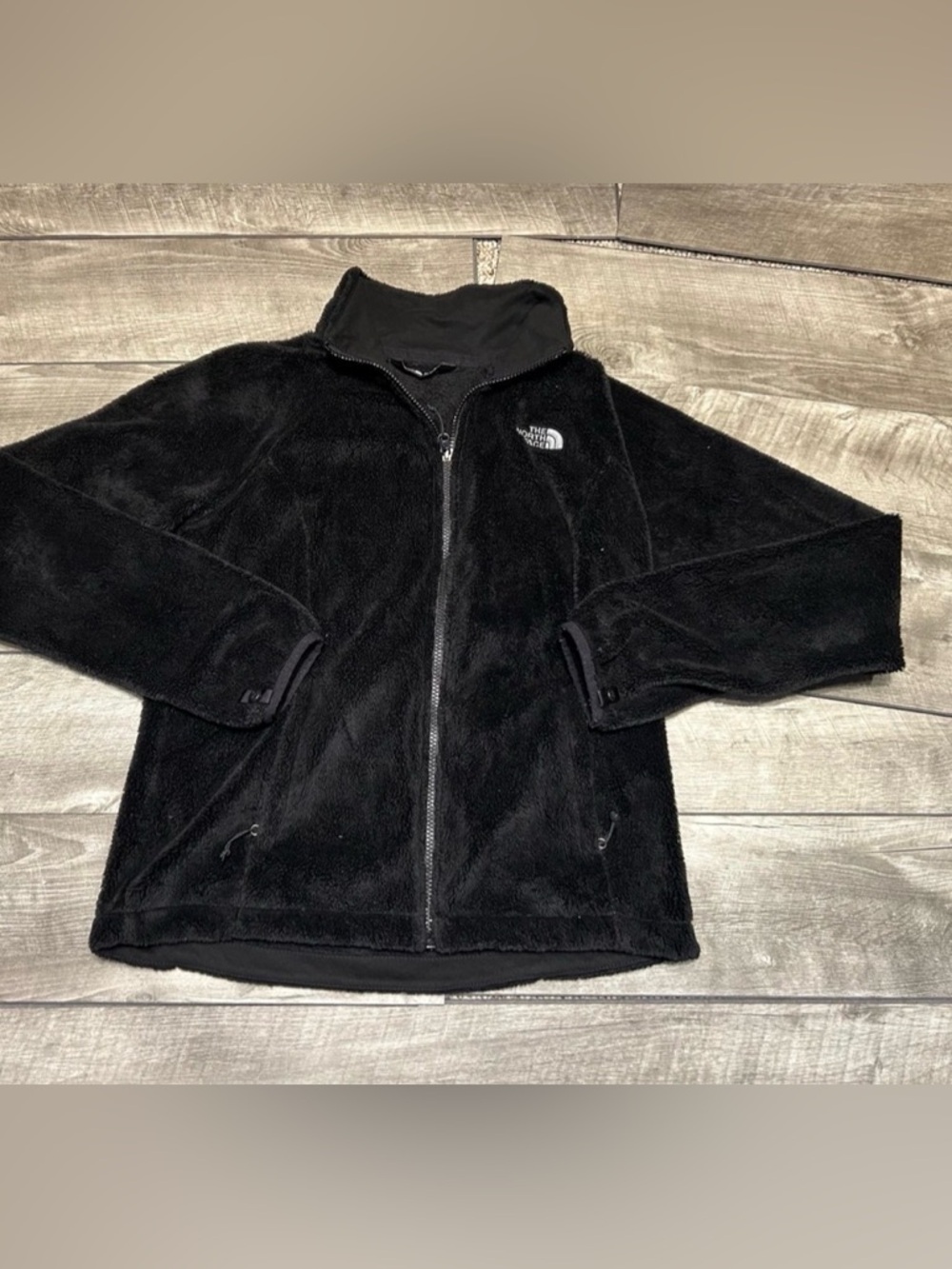 The North Face Womens Osito Black Full-Zip Pile Fuzzy Fleece Jacket Small Petite
